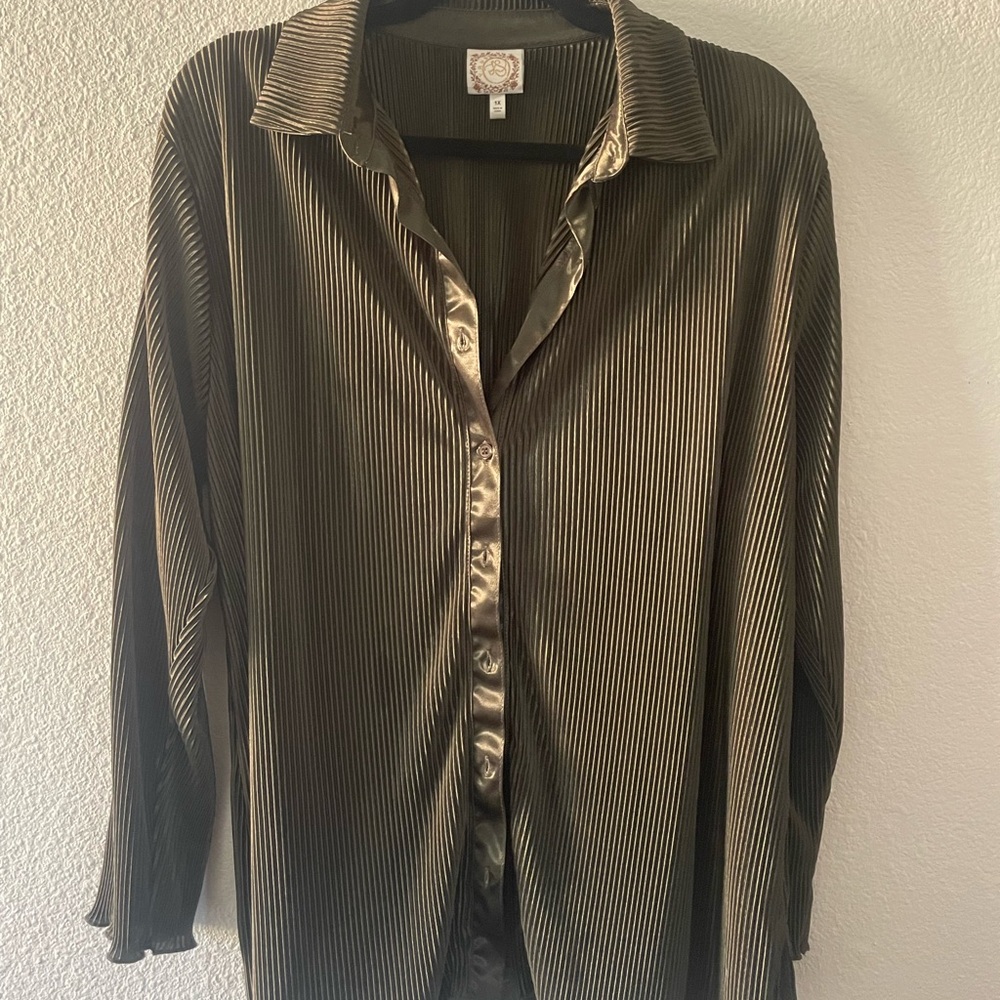 Pleated Button-Up Blouse